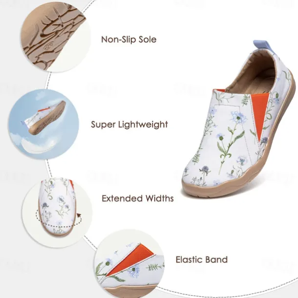 Women's Sneakers Flats Slip-Ons Print Shoes Slip-on Sneakers Daily Travel Painting Insect Flat Heel Vacation Casual Comfort Canvas Loafer Blue