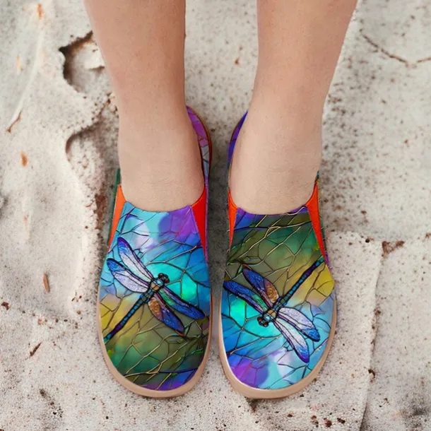 Women's Sneakers Flats Slip-Ons Print Shoes Slip-on Sneakers Daily Travel Painting Insect Flat Heel Vacation Casual Comfort Canvas Loafer Blue