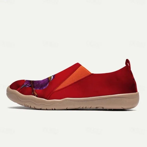 Women's Sneakers Flats Slip-Ons Print Shoes Slip-on Sneakers Daily Travel Bird Painting Flat Heel Vacation Casual Comfort Canvas Loafer Light Red Blue Green