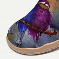 Women's Sneakers Flats Slip-Ons Print Shoes Slip-on Sneakers Daily Travel Bird Painting Flat Heel Vacation Casual Comfort Canvas Loafer Light Red Blue Green