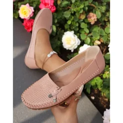 Women's Soft Pink Loafers – Comfortable Slip-On Driving Moccasins for Office, Shopping and Weekend Outings