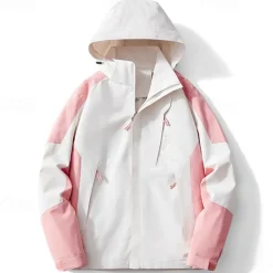 Women's Softshell Jacket Hiking Jacket Outdoor Color Block Windproof Water Resistant Windbreaker Jacket Traveling Light Pink Black Ivory Pink Blue