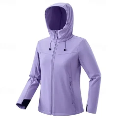 Women's Softshell Jacket Hiking Jacket Outdoor Windproof Water Resistant Fleece Jackets Windbreaker Jacket Traveling Black Pink Blue Purple