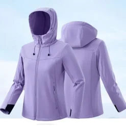 Women's Softshell Jacket Hiking Jacket Outdoor Windproof Water Resistant Fleece Jackets Windbreaker Jacket Traveling Black Pink Blue Purple