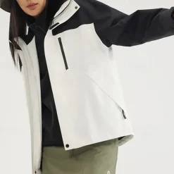 Women's Softshell Jacket Hiking Jacket Winter Outdoor Color Block Thermal Warm Fleece Lining Windproof Water Resistant 3-in-1 Jacket Winter Jacket Lightweight Jacket Traveling Black White Ivory