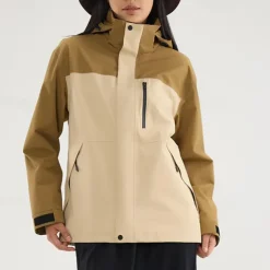 Women's Softshell Jacket Hiking Jacket Winter Outdoor Color Block Thermal Warm Fleece Lining Windproof Water Resistant 3-in-1 Jacket Winter Jacket Lightweight Jacket Traveling Black White Ivory