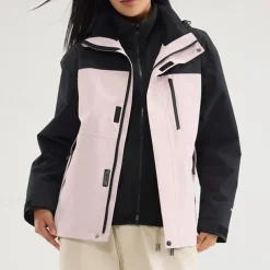 Women's Softshell Jacket Hiking Jacket Winter Outdoor Color Block Thermal Warm Fleece Lining Windproof Water Resistant 3-in-1 Jacket Winter Jacket Lightweight Jacket Traveling Black White Ivory
