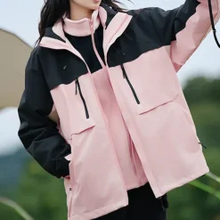 Women's Softshell Jacket Hiking Jacket Winter Outdoor Color Block Thermal Warm Windproof Water Resistant 3-in-1 Jacket Winter Jacket Fleece Jackets Traveling Black Ivory Pink Red Orange