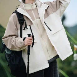 Women's Softshell Jacket Hiking Jacket Winter Outdoor Color Block Thermal Warm Windproof Water Resistant 3-in-1 Jacket Winter Jacket Fleece Jackets Traveling Black Ivory Pink Red Orange