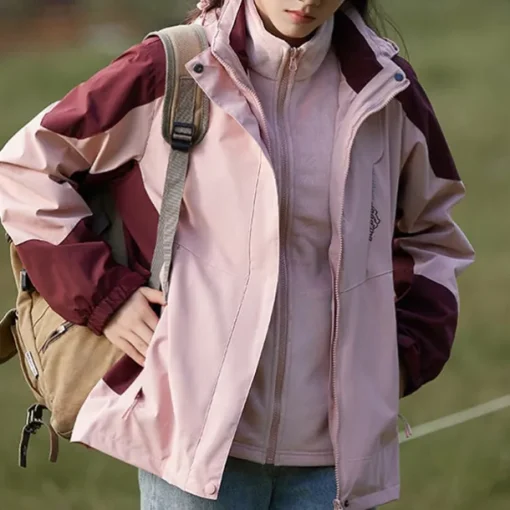 Women's Softshell Jacket Hiking Jacket Winter Outdoor Thermal Warm Fleece Lining Windproof Water Resistant 3-in-1 Jacket Fleece Jackets Windbreaker Jacket Traveling Light Pink Black White Yellow Pink