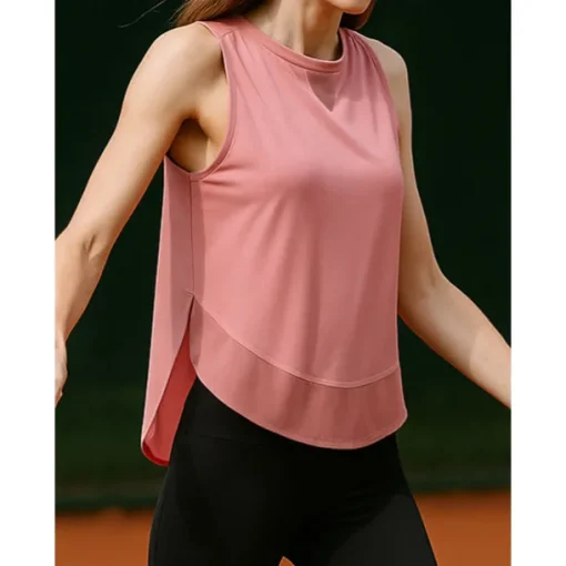 Women's Solid Colored Tennis Top Sleeveless Patchwork Sweat-Wicking Moisture Wicking Breathable Tennis Golf Pickleball Black White Pink Tennis Clothing