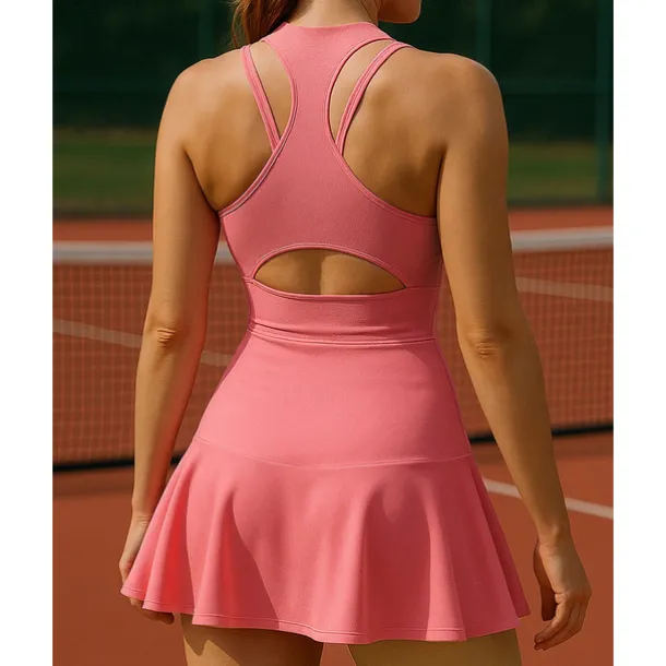 Women's Solid Colored Tennis Skirts with Shorts Sports Dress Ruched Moisture Wicking Breathable Tennis Golf Pickleball Black Pink Khaki Tennis Clothing