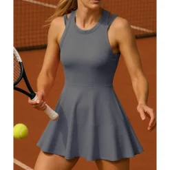 Women's Solid Colored Tennis Skirts with Shorts Sports Dress Ruched Moisture Wicking Breathable Tennis Golf Pickleball Black Pink Khaki Tennis Clothing