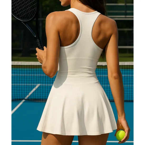Women's Solid Colored Tennis Skirts with Shorts Sports Dress Sleeveless Front Zip Moisture Wicking Breathable Tennis Golf Pickleball Black White Tennis Clothing