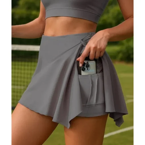 Women's Solid Colored Tennis Skirts Two-piece Suit Pocket Sweat-Wicking Moisture Wicking Breathable Tennis Golf Pickleball Black Navy Blue Sky Blue Tennis Clothing