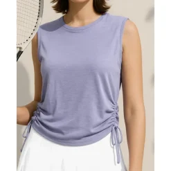 Women's Solid Colored Tennis Top Sleeveless Drawstring Sweat-Wicking Moisture Wicking Breathable Tennis Golf Pickleball Violet Black White Tennis Clothing
