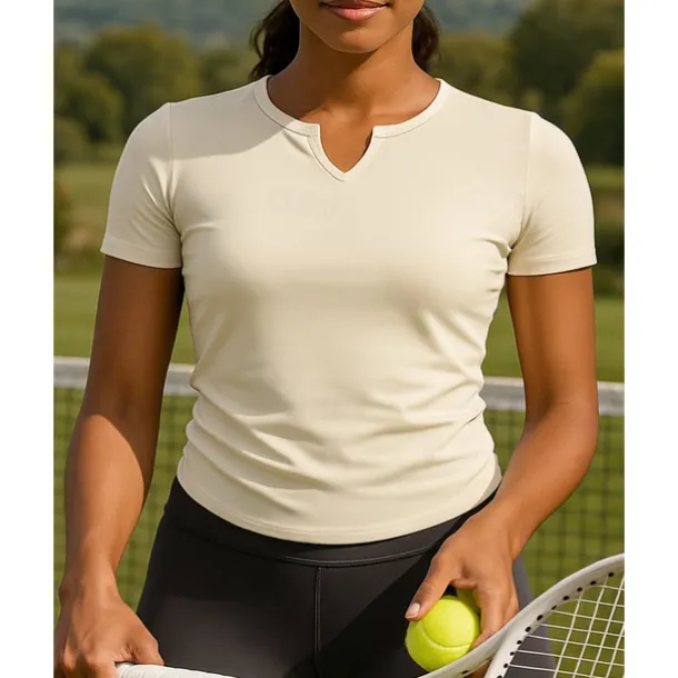 Women's Solid Colored Tennis Top Short Sleeves Ruched Sweat-Wicking Moisture Wicking Breathable Tennis Golf Pickleball V Neck Black White Blue Tennis Clothing