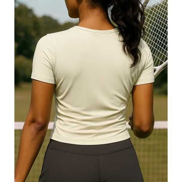 Women's Solid Colored Tennis Top Short Sleeves Ruched Sweat-Wicking Moisture Wicking Breathable Tennis Golf Pickleball V Neck Black White Blue Tennis Clothing