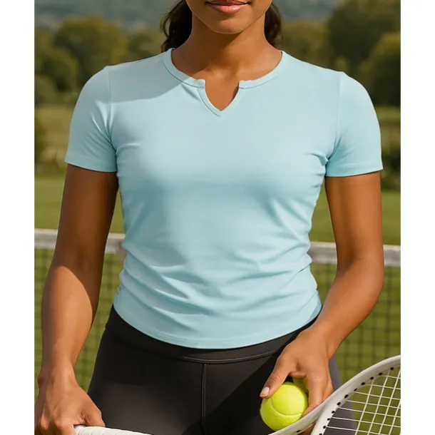 Women's Solid Colored Tennis Top Short Sleeves Ruched Sweat-Wicking Moisture Wicking Breathable Tennis Golf Pickleball V Neck Black White Blue Tennis Clothing