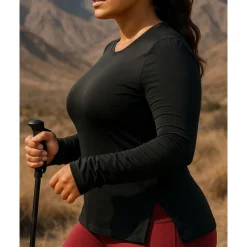 Women's Sport Shirt Hiking Tee shirt Hiking Shirt Long Sleeve Crew Neck Tee Tshirt Top Outdoor Quick Dry Lightweight Elastic Breathable Slim Pullover Polyester Black White Tennis Golf Running