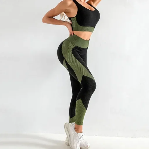 Women's Sports Bra with Tights Yoga Set 3-Piece Color Block Athletic Clothing Set Clothing Suit Black Pink Yoga Fitness Gym Workout High Waist Breathable Soft Long Sleeve Sport Activewear