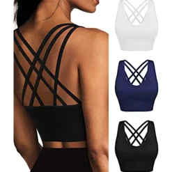 Women's Sports Bras High Impact Seamless Longline Sports Bra for Women Pack with Removable Pad Home Outfits