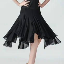 Women's Standard Dance 360-Degree Long Skirt Latin Salsa Rumba Flamenco Practice Dress
