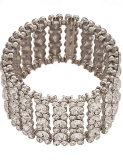 Women's Statement Rhinestone Cuff Bracelet - Glamorous Crystal Bangle for Cocktail Parties and Evening Events