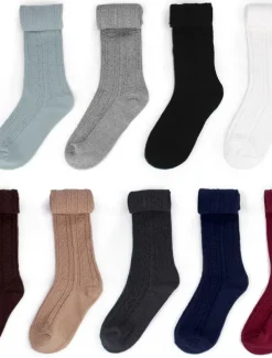 Women's Stockings Thigh-High Crimping Socks Tights Thermal Warm Leg Shaping High Elasticity Jacquard Knee high Socks Light Blue Black Wine One-Size