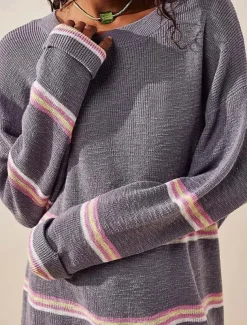 Women's Striped Sweater Set Crew Neck Knit Knitted Fall Winter Work Streetwear Casual Long Sleeve Striped Blue Green