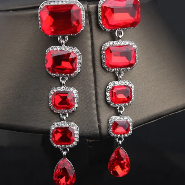 Women's Stud Earrings Drop Earrings Hoop Earrings Retro Drop Elegant Vintage Fashion Stylish Luxury Modern Earrings Jewelry Champagne / Red / Blue For Wedding Party Anniversary Valentine's Day