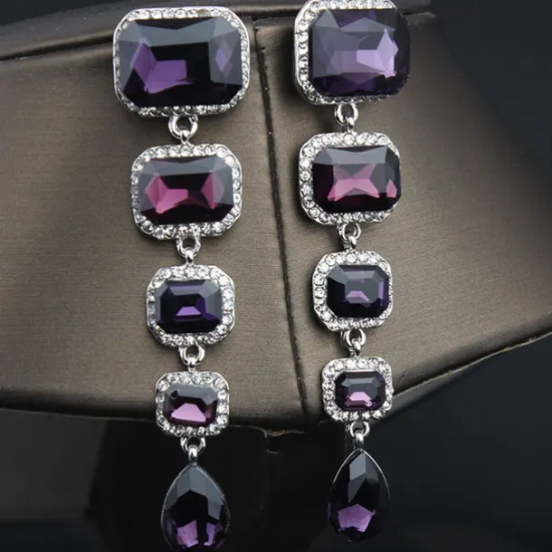 Women's Stud Earrings Drop Earrings Hoop Earrings Retro Drop Elegant Vintage Fashion Stylish Luxury Modern Earrings Jewelry Champagne / Red / Blue For Wedding Party Anniversary Valentine's Day