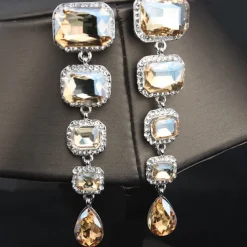 Women's Stud Earrings Drop Earrings Hoop Earrings Retro Drop Elegant Vintage Fashion Stylish Luxury Modern Earrings Jewelry Champagne / Red / Blue For Wedding Party Anniversary Valentine's Day