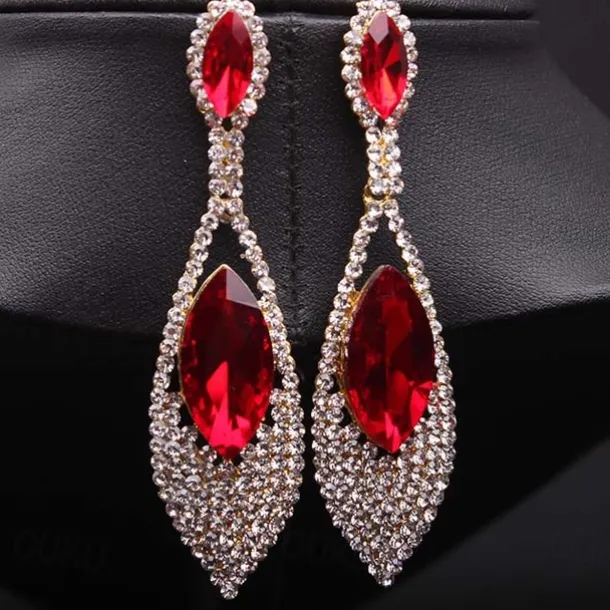 Women's Stud Earrings Drop Earrings Hoop Earrings Long Drop Elegant Vintage Stylish Luxury European Sweet Earrings Jewelry Red For Wedding Party Anniversary Holiday Engagement 1 Pair