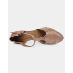 Women's Stylish Metallic Latin Dance Shoes with Soft Suede Sole and T-Strap | Perfect for Practice and Performances