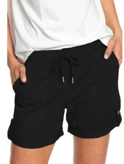 Women's Stylish Simple Cute Comfort Shorts Casual Daily Pants Plain Short Drawstring Elastic Waist Light Green