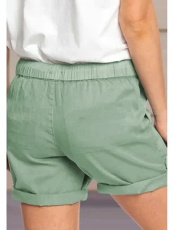 Women's Stylish Simple Cute Comfort Shorts Casual Daily Pants Plain Short Drawstring Elastic Waist Light Green
