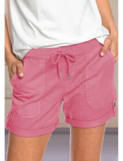 Women's Stylish Simple Cute Comfort Shorts Casual Daily Pants Plain Short Drawstring Elastic Waist Light Green