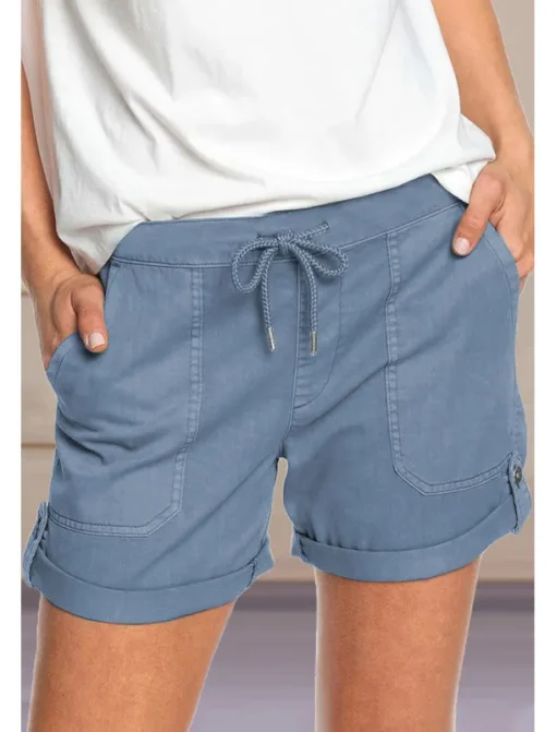 Women's Stylish Simple Cute Comfort Shorts Casual Daily Pants Plain Short Drawstring Elastic Waist Light Green