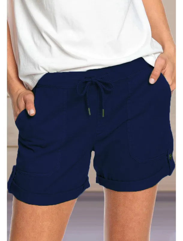 Women's Stylish Simple Cute Comfort Shorts Casual Daily Pants Plain Short Drawstring Elastic Waist Light Green