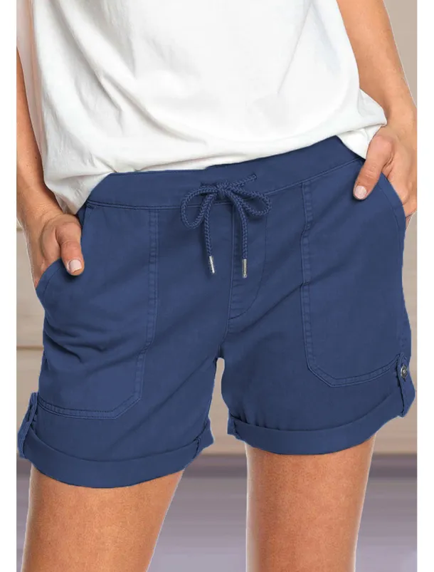 Women's Stylish Simple Cute Comfort Shorts Casual Daily Pants Plain Short Drawstring Elastic Waist Light Green