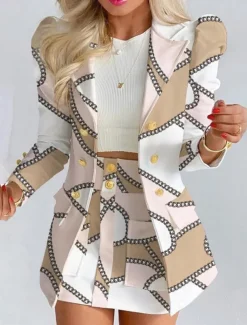 Women's Suits Blazer Comfortable Breathable Pocket Print Fashion Casual Floral Office Street Casual Daily Wear Single Breasted Short Turndown Regular Fit Long Sleeve Outerwear Black White Yellow