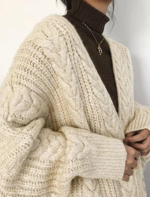 Women's Sweater Cardigan Casual Soft Pure Color Cable Open Front Knitted Long Sleeve Long Tops Knit Outdoor Daily Weekend Blue Apricot Fall Winter