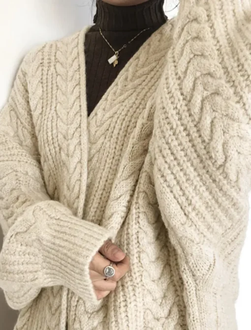 Women's Sweater Cardigan Casual Soft Pure Color Cable Open Front Knitted Long Sleeve Long Tops Knit Outdoor Daily Weekend Blue Apricot Fall Winter