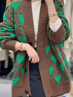 Women's Sweater Cardigan Casual Soft Pure Color Ribbed V Neck Buttons Knitted Print Long Sleeve Long Tops Knit Outdoor Daily Weekend Black Pink Fall Winter