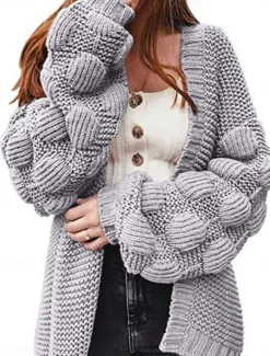 Women's Sweater Cardigan Casual Soft Pure Color Ribbed Open Front Knitted Long Sleeve Long Tops Knit Outdoor Daily Weekend Orange Green Fall Winter