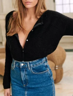 Women's Sweater Cardigan Elegant Fashion Streetwear Pure Color Crew Neck Pocket Buttons Knitted Long Sleeve Regular Tops Knit Outdoor Daily Weekend Black Blue Fall Winter