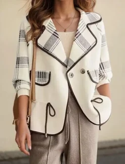 Women's Sweater Cardigan Sweater Jacket Shirt Collar Knit Patchwork Button Knitted Raglan Sleeves Spring Fall Daily Holiday Weekend Daily Stylish Casual Long Sleeve Plaid Color Block Black