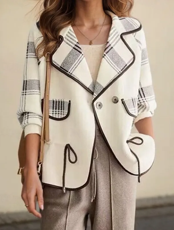 Women's Sweater Cardigan Sweater Jacket Shirt Collar Knit Patchwork Button Knitted Raglan Sleeves Spring Fall Daily Holiday Weekend Daily Stylish Casual Long Sleeve Plaid Color Block Black