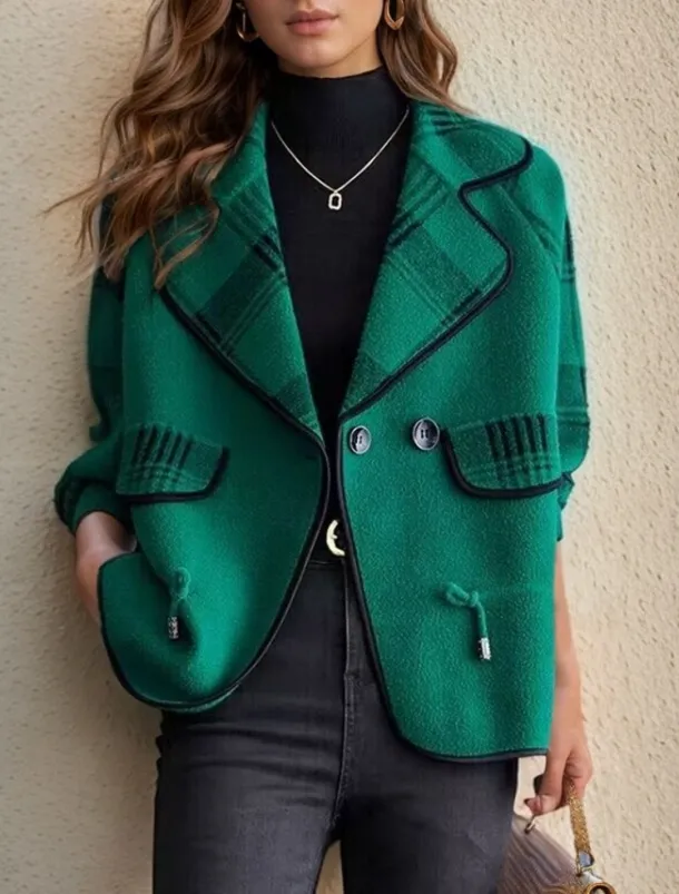 Women's Sweater Cardigan Sweater Jacket Shirt Collar Knit Patchwork Button Knitted Raglan Sleeves Spring Fall Daily Holiday Weekend Daily Stylish Casual Long Sleeve Plaid Color Block Black
